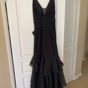 Aidan Mattox Tiered Ruffle Crepe Gown